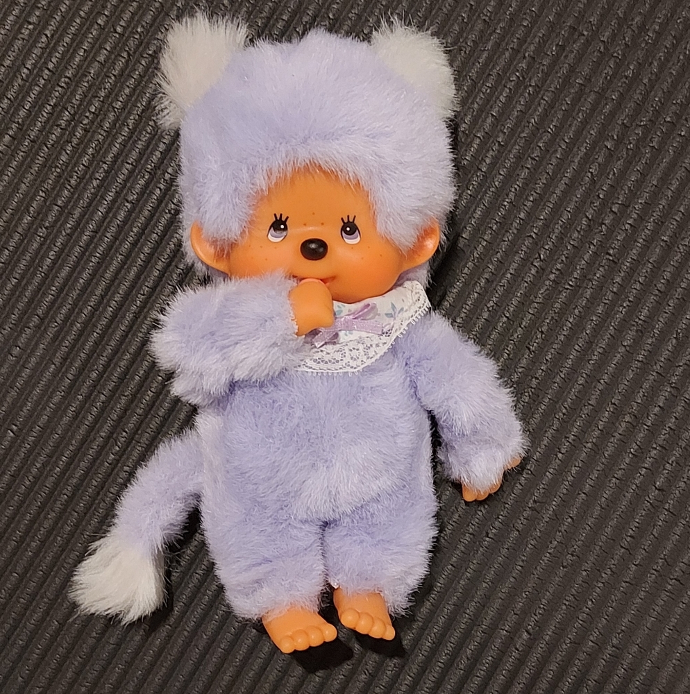Rare Vintage Sekiguchi Lavender Monchhichi 7.5" Girl Plush Doll Collector Mint
